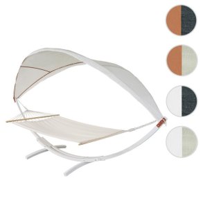 Hngekjestativ med hngekje til 2, creme solsejl og hvidt stel
