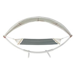 Hngekjestativ med hngekje til 2, grt solsejl og hvidt stel