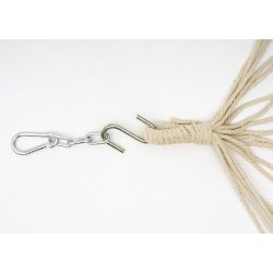 Hngekje med creme stof og stativ - hngekjestativ i hvid tr