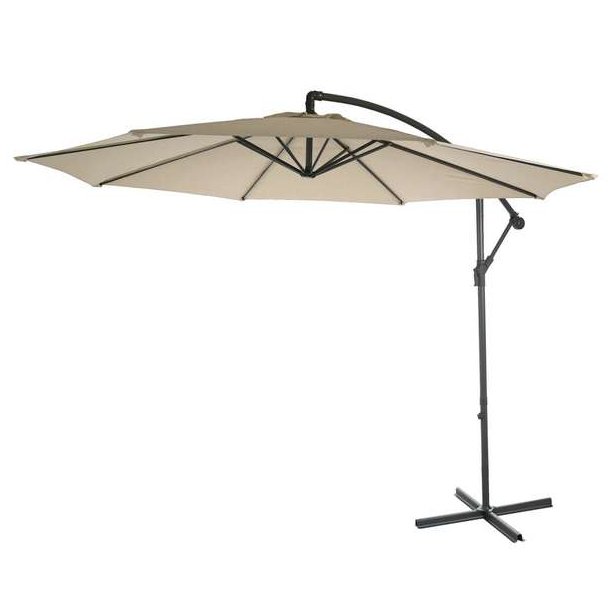 Hængeparasol Ø3 meter - Ø300 cm creme vipbar parasol med krydsfod