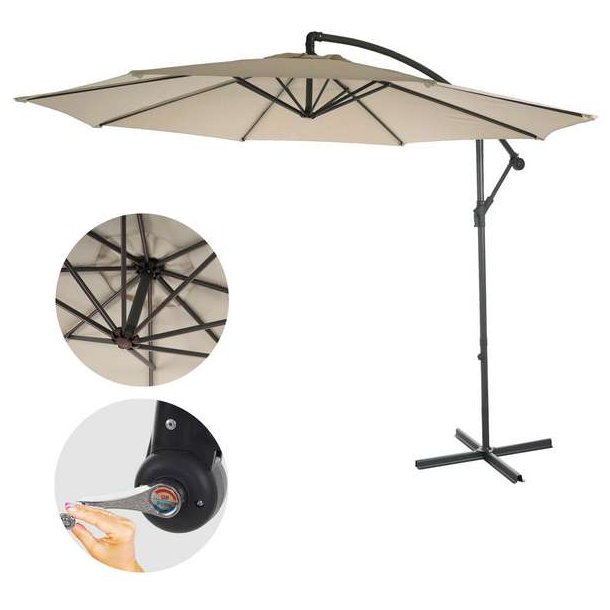 H�ngeparasol �3 meter - �300 cm creme vipbar parasol med krydsfod