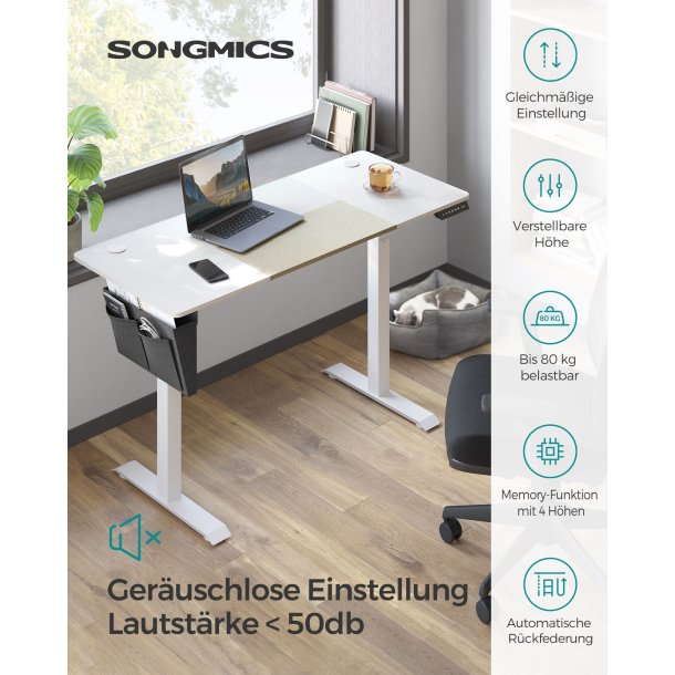 H�ve s�nkebord - elektrisk h�ve s�nke skrivebord - hvid 60x140