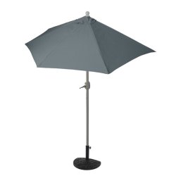 Halvrund parasol med fod - balkonparasol - antracit 300 x 145 cm
