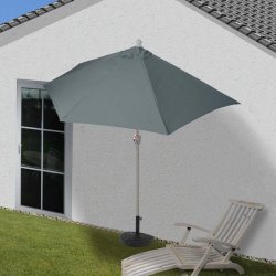 Halvrund parasol med fod - balkonparasol - antracit 300 x 145 cm