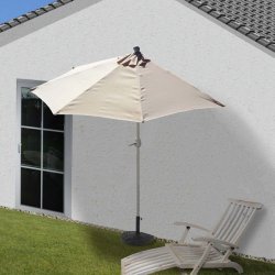 Halvrund parasol med fod - balkonparasol - creme 270 x 135 cm