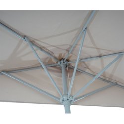 Halvrund parasol med fod - balkonparasol - creme 300 x 145 cm