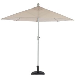 Halvrund parasol med fod - balkonparasol - creme 270 x 135 cm