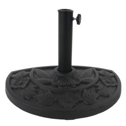 Halvrund parasol med fod - balkonparasol - creme 270 x 135 cm