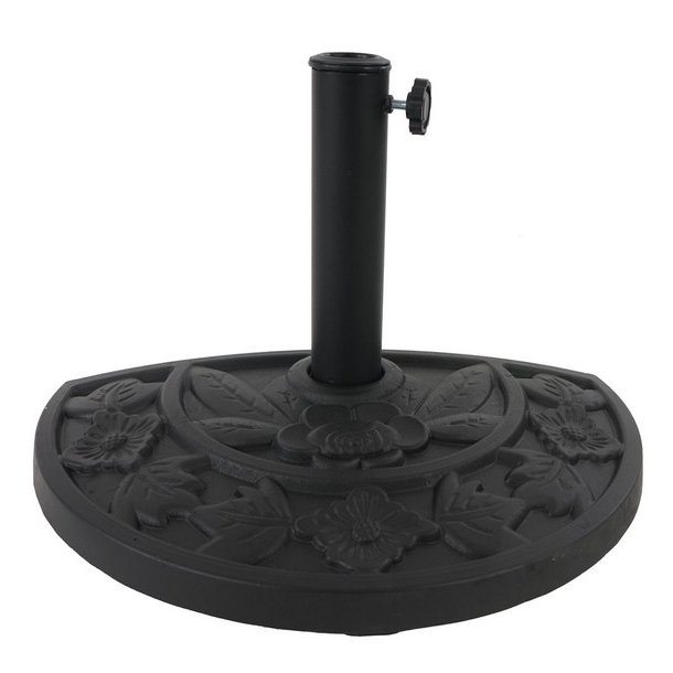 Halvrund parasol med fod - balkonparasol - creme 270 x 135 cm