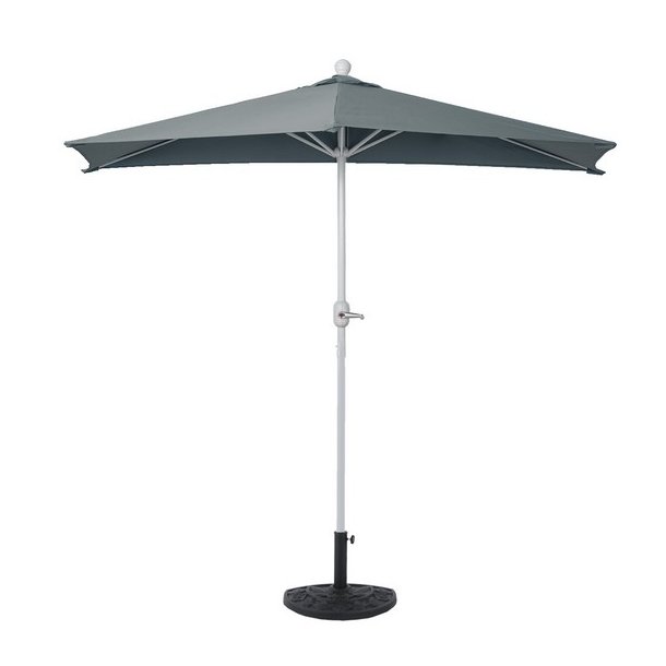 Halvrund parasol med fod - balkonparasol - antracit 270 x 135 cm