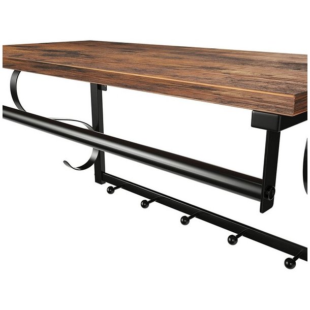 Knager�kke med hattehylde og b�jlestang 60x30 cm - rustik brun