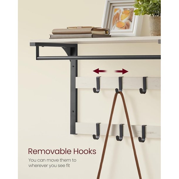 Knager�kke med b�jlestang og hattehylde 65x30 cm - hvid