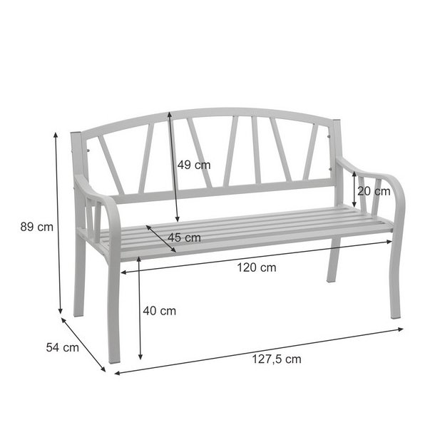 Haveb�nk - parkb�nk og st�lb�nk i pulverlakeret st�l ~ gr�