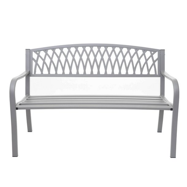 Parkbnk - stlbnk i pulverlakeret stl ~ gr havebnk