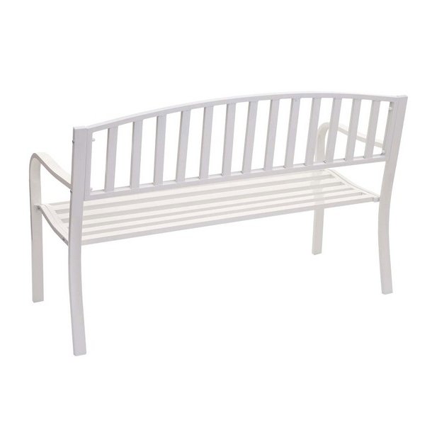 Stlbnk - hvid parkbnk og havebnk i pulverlakeret stl