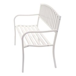 Stlbnk - hvid parkbnk og havebnk i pulverlakeret stl