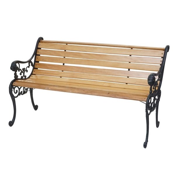 Parkbnk og havebnk - 2 personers lysebrun trbnk p 125 cm