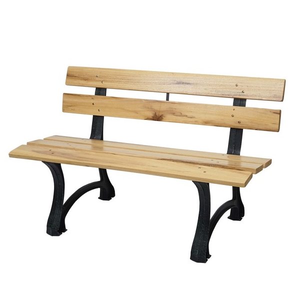 Have bnk - 2 personers lysebrun parkbnk og trbnk p 125 cm