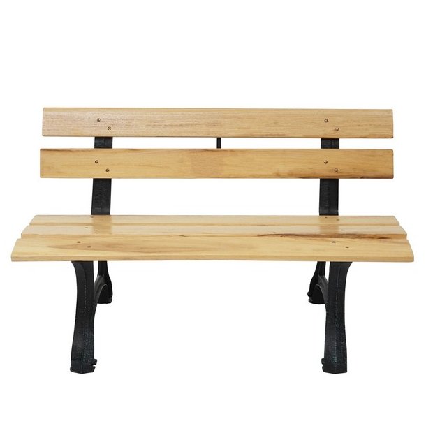 Have bnk - 2 personers lysebrun parkbnk og trbnk p 125 cm