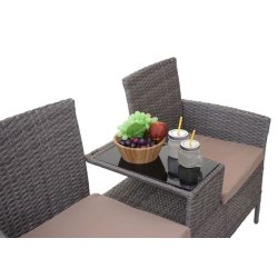 Polyrattan havebnk med bord - gr 2 personers havesofa 132 cm