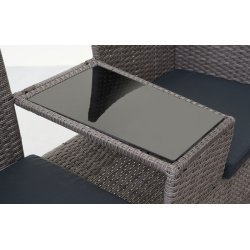 Polyrattan havebnk med bord - gr 2 personers havesofa 132 cm