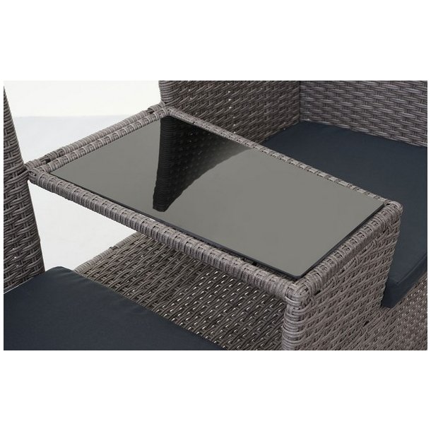 Polyrattan havebnk med bord - gr 2 personers havesofa 132 cm