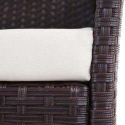 Havebnk - brunmeleret polyrattan havebnk med creme hynde