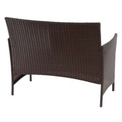 Havebnk - brunmeleret polyrattan havebnk med grn hynde