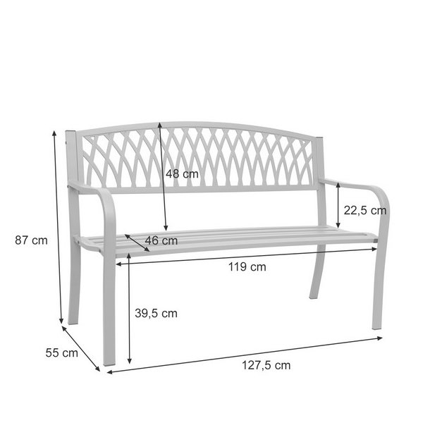 Parkbnk - stlbnk i pulverlakeret stl ~ gr havebnk
