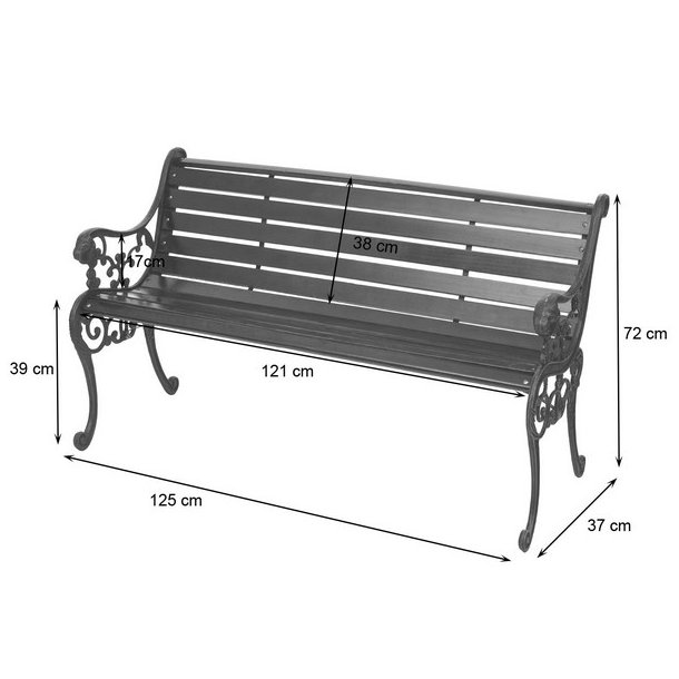 Parkbnk og havebnk - 2 personers lysebrun trbnk p 125 cm