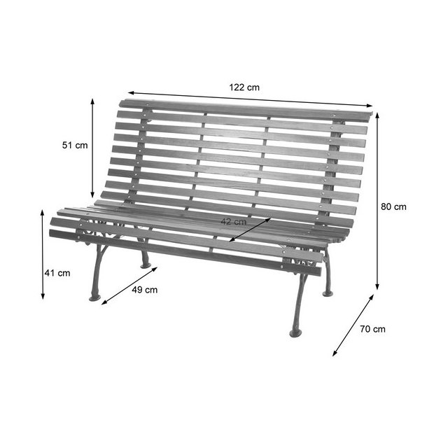 Parkbnk og havebnk - 2 personers lysebrun trbnk p 122 cm