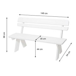 Have bnk - parkbnk og havebnk - trbnk p 148 cm - hvid
