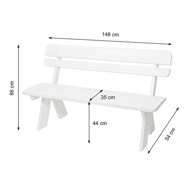 Have bnk - parkbnk og havebnk - trbnk p 148 cm - hvid