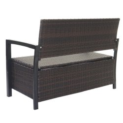 Haveb�nk og hyndeboks - brun polyrattan med gr�n hynde