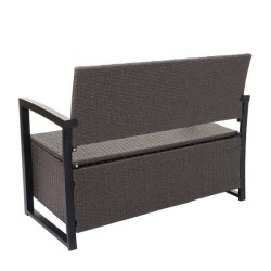 Haveb�nk og hyndeboks - gr�meleret polyrattan med creme hynde