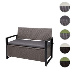 Havebnk og hyndeboks - grmeleret polyrattan med gr hynde