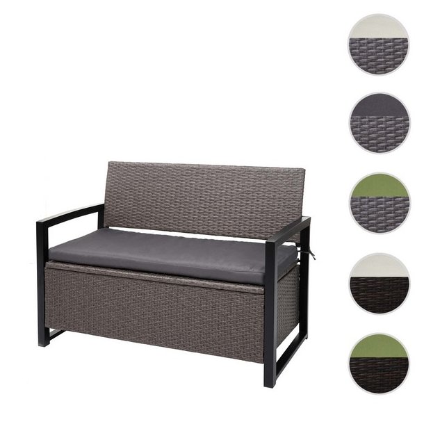 Havebnk og hyndeboks - grmeleret polyrattan med gr hynde