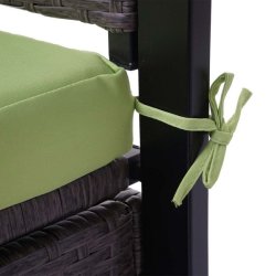 Haveb�nk og hyndeboks - gr�meleret polyrattan med gr�n hynde