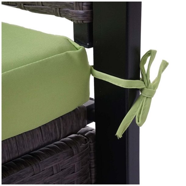 Haveb�nk og hyndeboks - gr�meleret polyrattan med gr�n hynde