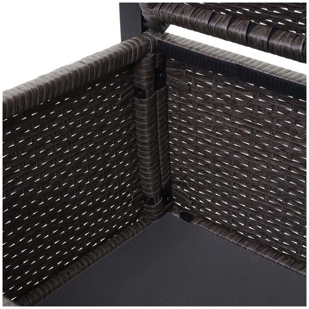 Haveb�nk og hyndeboks - gr�meleret polyrattan med gr�n hynde