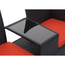 Polyrattan haveb�nk med bord - sort 2 personers havesofa 132 cm