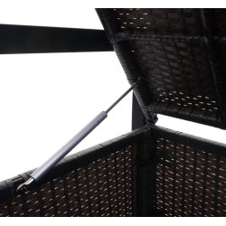 Havebnk og hyndeboks - gr polyrattan med beige hynde - 2 personer