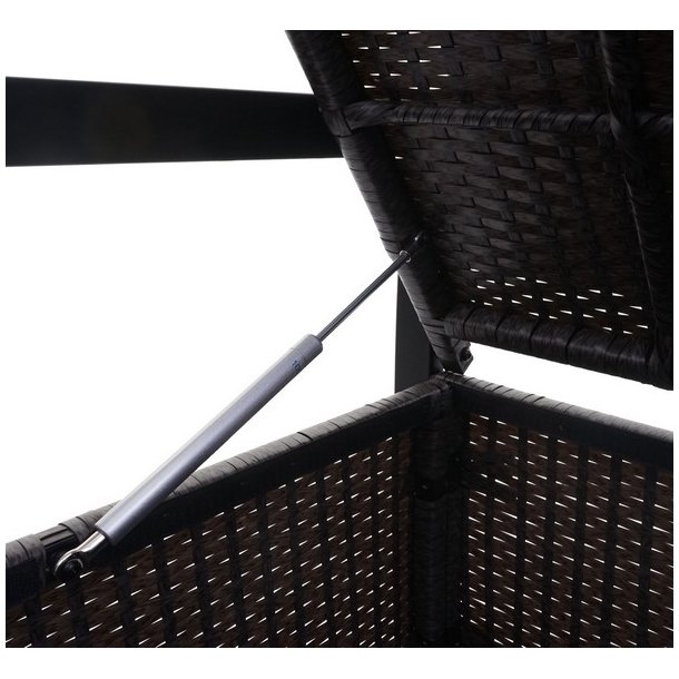 Havebnk og hyndeboks - gr polyrattan med beige hynde - 2 personer