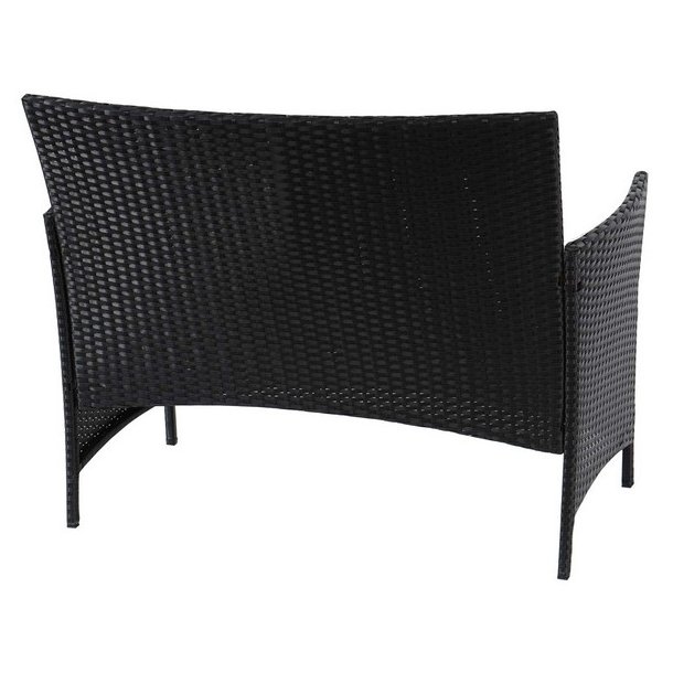 Havebnk - sort polyrattan havebnk med terracotta hynde