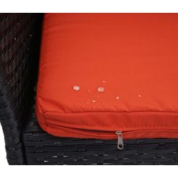 Havebnk - sort polyrattan havebnk med terracotta hynde