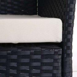 Havebnk - sort polyrattan havebnk med creme hynde