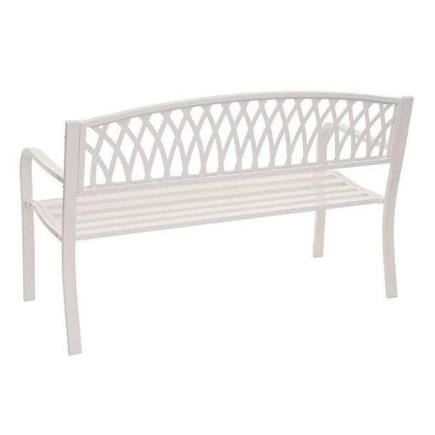 Parkbnk - stlbnk i pulverlakeret stl ~ hvid havebnk