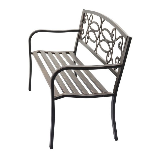 Parkb�nk og haveb�nk - vintage bronze st�lb�nk i pulverlakeret st�l