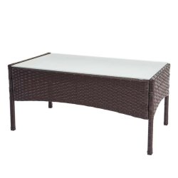 Havebord - brunmeleret polyrattan glasbord - havembler