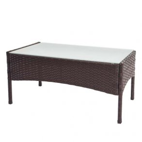 Havebord - brunmeleret polyrattan glasbord - havem�bler
